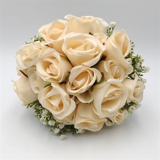Brudebuket af kunstige roser - Ø 22 cm