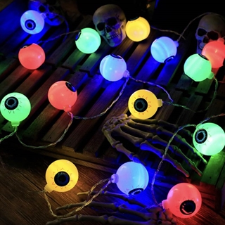 Halloween lyskæde med øjeæbler og farverigt lys  - 1,5 m, 10 lys
