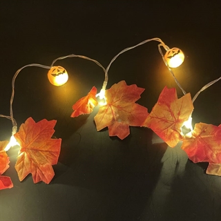 Halloween lyskæde med græskar og ahornblade - 1,5 m 10 lys