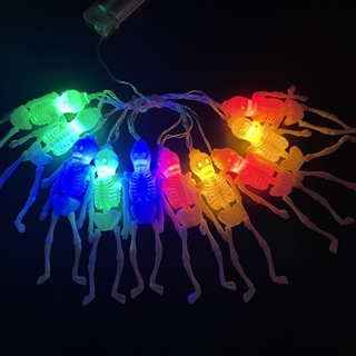 Halloween lyskæde med skeletter og farveligt lys - 1,5 m, 10 lys