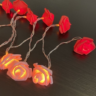 LED lyskæde med lyserøde og røde roser - 1,5 m, 3 m
