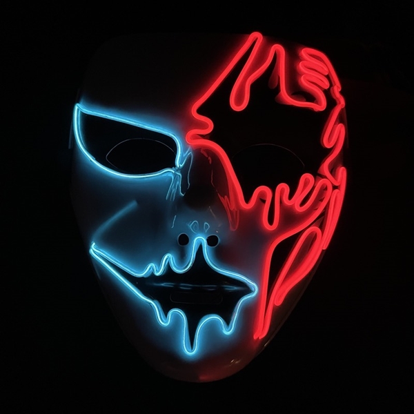 LED maske med rødt og blåt lys