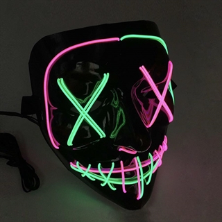 LED maske med grønt og lyserødt lys