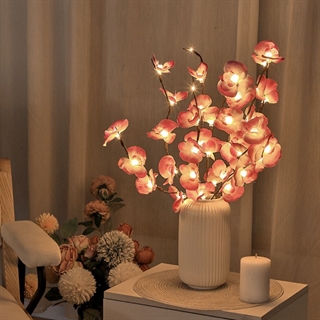 Lilla orkideer lampe - varmt hvidt lys