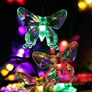 Solcelle lyskæde med sommerfugle - Multifarvet lys - 4,8 m 20 lys