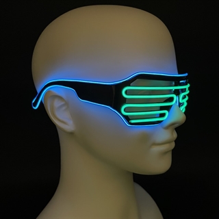 Trådløs LED brille med grønt og blåt lys