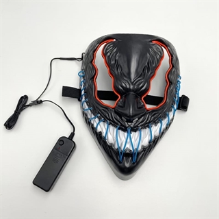 Venom maske med rødt og blåt lys