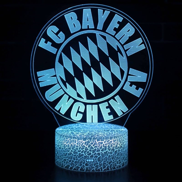  FC Bayern Munich logo 3D lampe med fjernbetjening - 16 lysfarver - dæmpbar