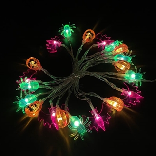  Halloween lyskæde med græskar, flagermus og edderkopper - 3 m 20 lys