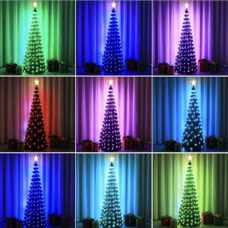 Foldbart juletræ med  lyskæder - multifarvet lys
