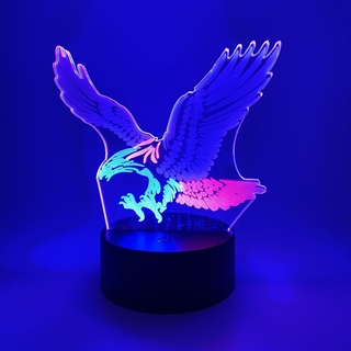 Ørn 3D lampe med multifarvet lys med fjernbetjening - Dæmpbar 
