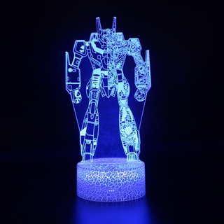 Robot 3D lampe med fjernbetjening – 16 farver – batteri- og USB-drevet natlampe 