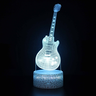 Guitar 3D LED lampe – 16 lysfarver – dæmpbar – med fjernbetjening