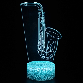 Saxofon 3D LED lampe – 16 lysfarver – dæmpbar – med fjernbetjening