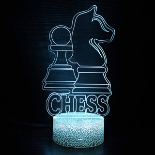 Skak 3D lampe med fjernbetjening – 16 lysfarver – dæmpbar