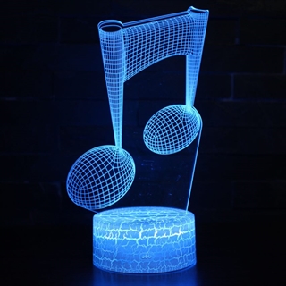 3D LED natlampe med musiknote og farveskift