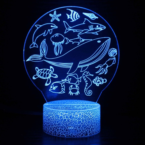 3D LED-lampe med havtema