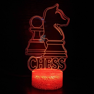 Skak 3D lampe med fjernbetjening – 16 lysfarver – dæmpbar