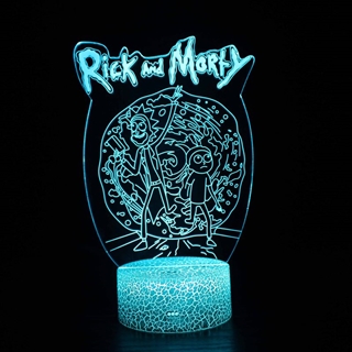 Rick og Morty 3D natlampe med fjernbetjening - Dæmpbar