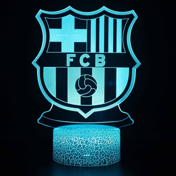 FCB 3D fodboldlampe med logo –16 lysfarver, fjernbetjening