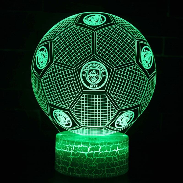 3D lampe med Manchester City fodbold – 16 farver – daempbar