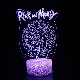 Rick og Morty 3D natlampe med fjernbetjening - Dæmpbar