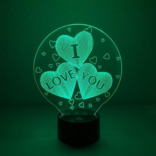 3D illusion lampe med hjerte grøn