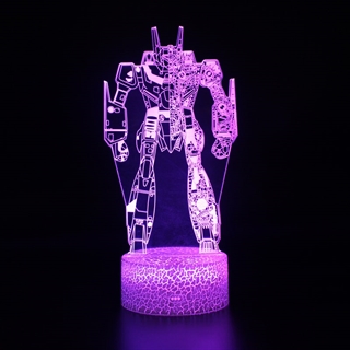 Robot 3D lampe med fjernbetjening – 16 farver – batteri- og USB-drevet natlampe 