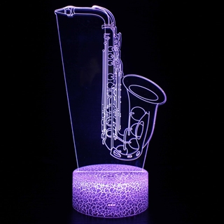 Saxofon 3D LED lampe – 16 lysfarver – dæmpbar – med fjernbetjening