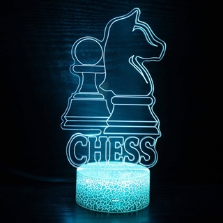 Skak 3D lampe med fjernbetjening – 16 lysfarver – dæmpbar