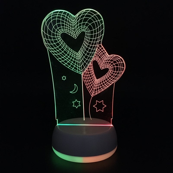 3D lampe med hjerter - Dæmpbar