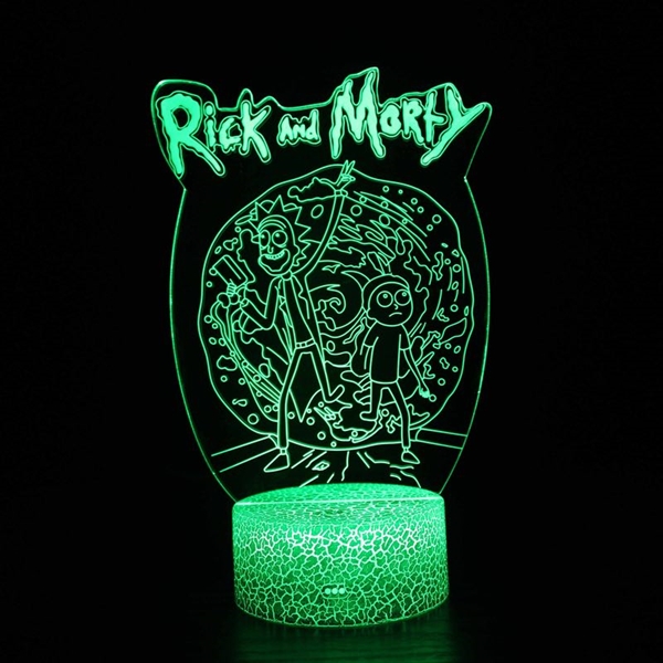 Rick og Morty 3D natlampe med fjernbetjening - Dæmpbar