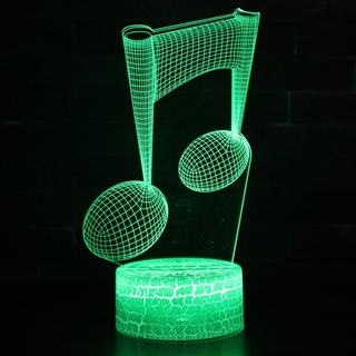 3D LED natlampe med musiknote og farveskift