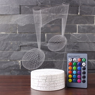 3D LED natlampe med musiknote og farveskift