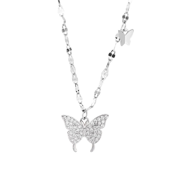 999 Sølv halskæde med sommerfugle 