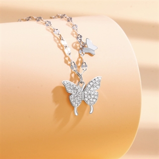 999 Sølv halskæde med sommerfugle 