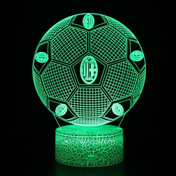 AC Milan fodbold 3D lampe med fjernbetjening - 16 lysfarver - dæmpbar