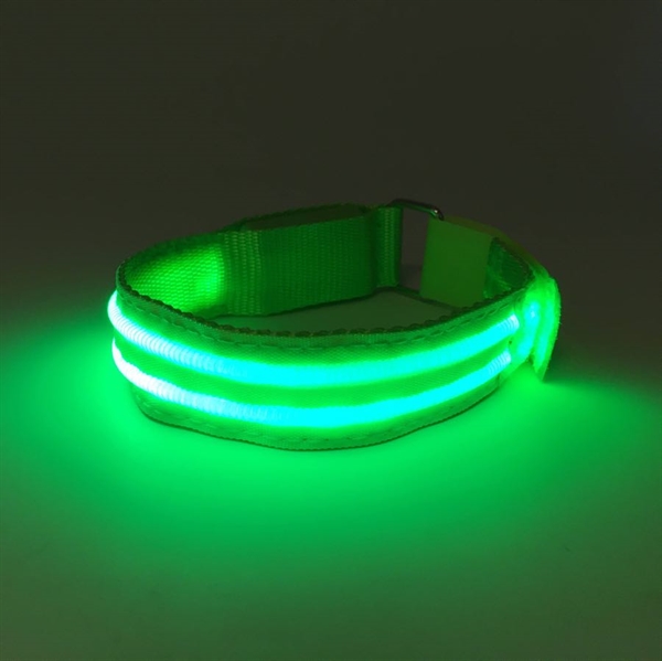 Genopladeligt LED armbånd til løbere - Grøn