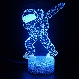 Astronaut 3D LED-lampe – dæmpbar natlampe med 16 lysfarver og fjernbetjening