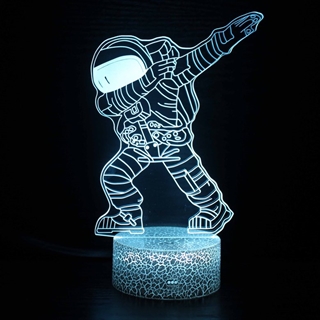 Astronaut 3D LED-lampe – dæmpbar natlampe med 16 lysfarver og fjernbetjening