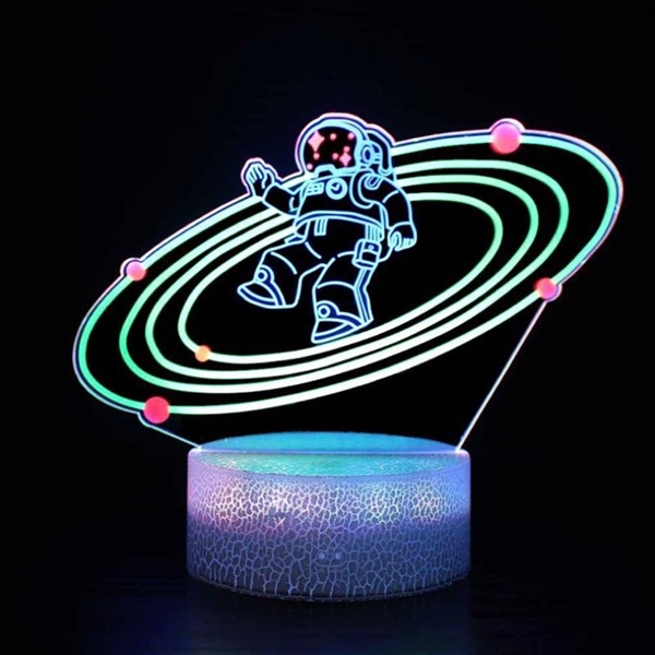 Astronaut 3D lampe med multifarvet lys og fjernbetjening