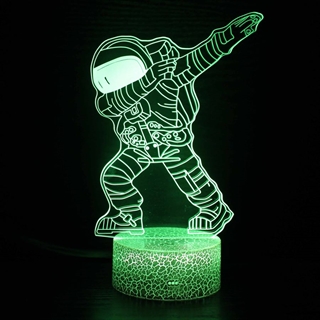 Astronaut 3D LED-lampe – dæmpbar natlampe med 16 lysfarver og fjernbetjening