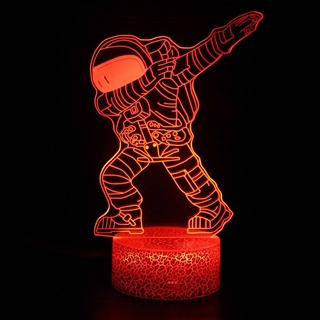 Astronaut 3D LED-lampe – dæmpbar natlampe med 16 lysfarver og fjernbetjening