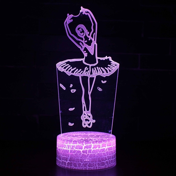 Ballerina 3D LED-lampe – dæmpbar natlampe med 16 lysfarver