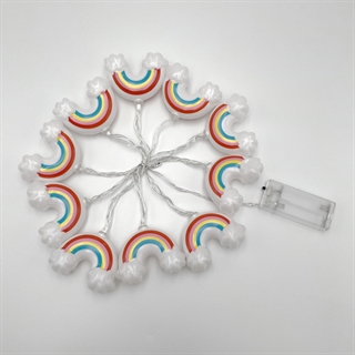 Batteridrevet LED lyskæde med regnbuer - 1,5 M 10 lys