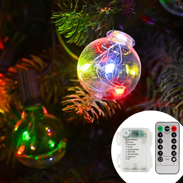 Batteridrevet LED lyskæde med pærer og fjernbetjening - farverigt lys - 4,5 m med 15 pærer