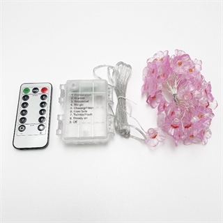 Batteridrevet kobber lyskæde med kirsebærblomster og fjernbetjening - Varmt hvidt lys - 6 m 40 lys