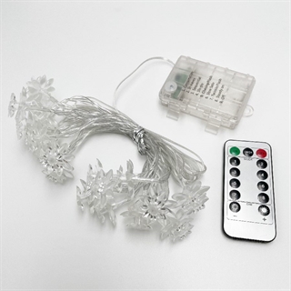 Batteridrevet lyskæde med lotusblomster og fjernbetjening – farverige lys – 5 m 20 lys