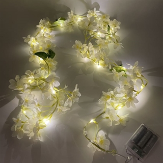 Batteridrevet lyskæde med vinterjasmin og blade - 1,8 m 20 lys