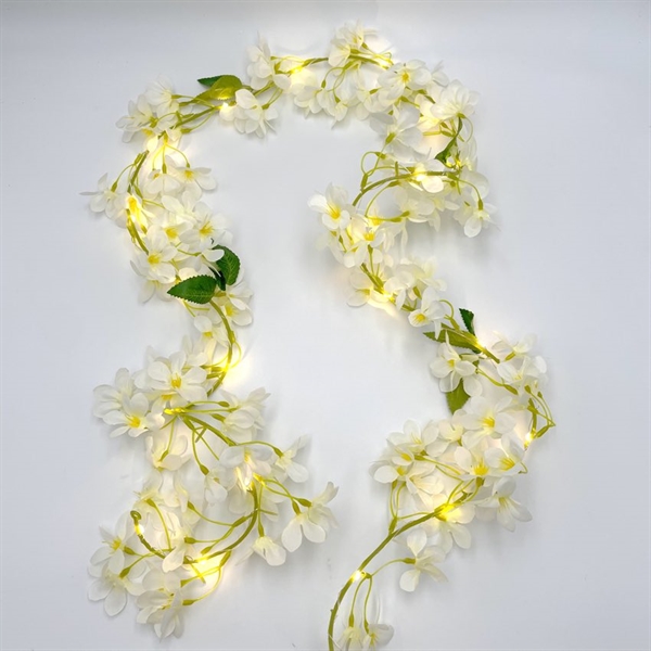 Batteridrevet lyskæde med vinterjasmin og blade - 1,8 m 20 lys